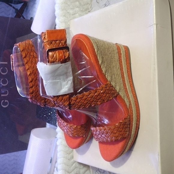 Nwt Bcbg Weave Wedges 7.5m orange - Picture 4 of 10